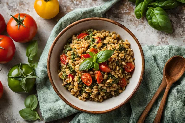 Farro with Blistered Tomatoes and Pesto