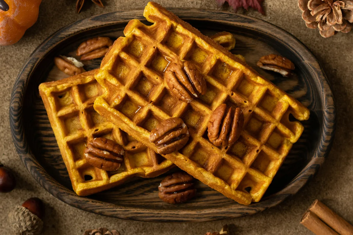 pecan pumpkin waffles