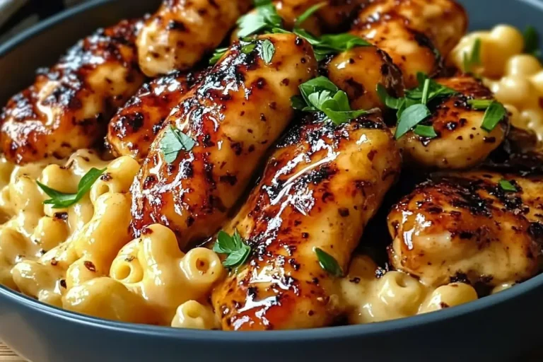 Sweet and Spicy Honey Pepper Chicken with Macaroni Cheese