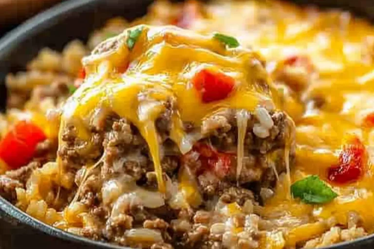 cheesy hamburger rice casserole