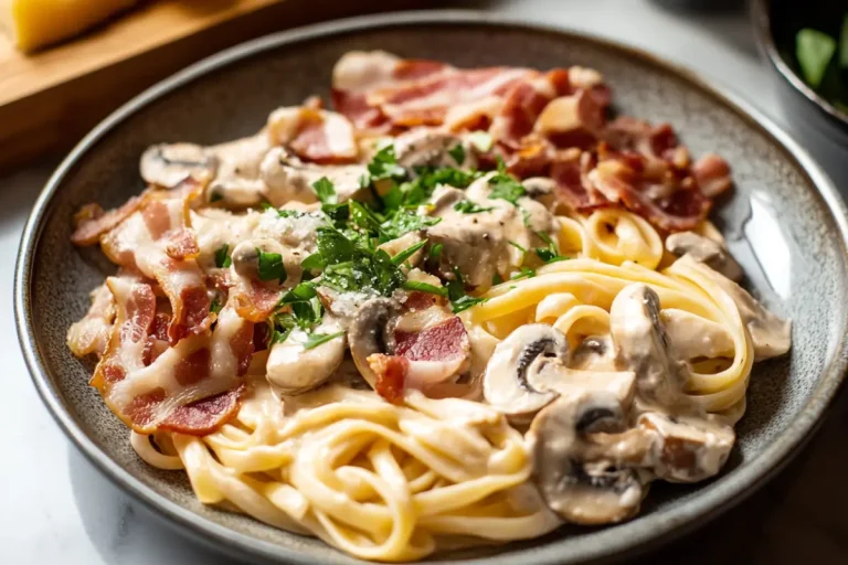 Creamy Bacon And Mushroom Pasta