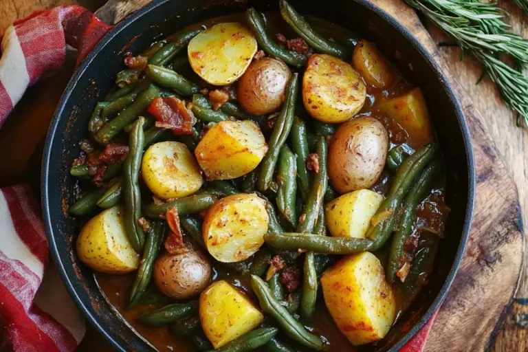 Cajun Smothered Green Beans Potatoes Meatless