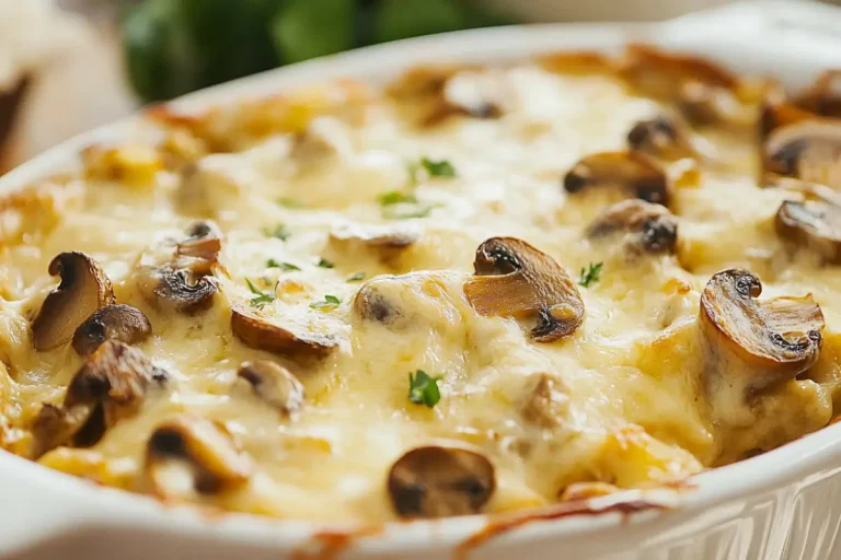 baked cheesy mushroom casserole