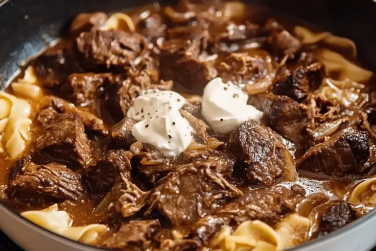 Slow Cooker Pot Roast Beef Stroganoff