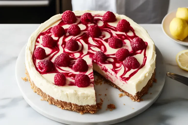 no bake raspberry lemon swirl cheesecake