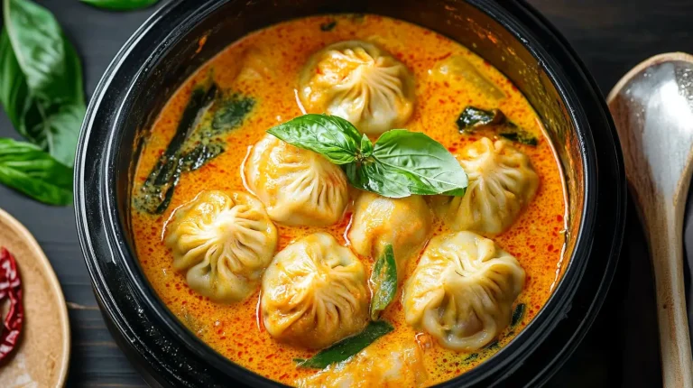 Soup Dumplings in Thai Red Curry Sauce