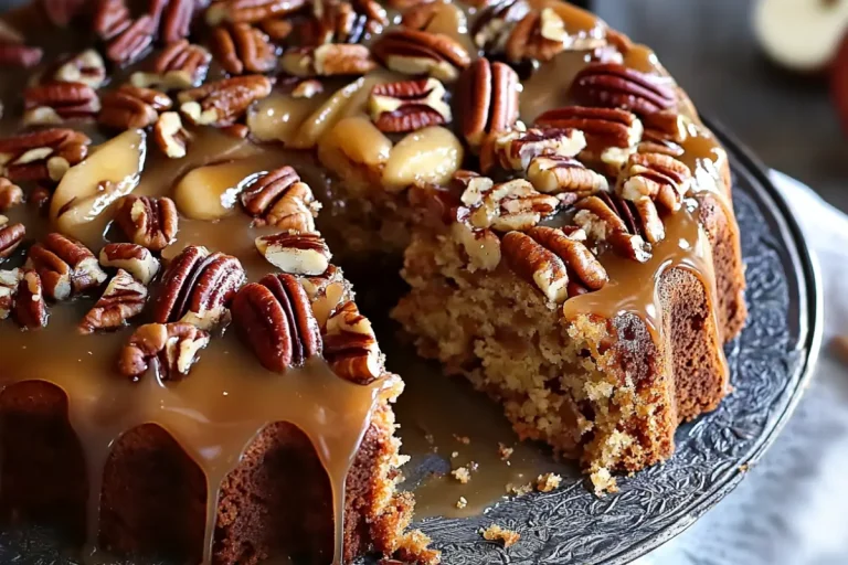 Apple Pecan Cake With Caramel Glaze