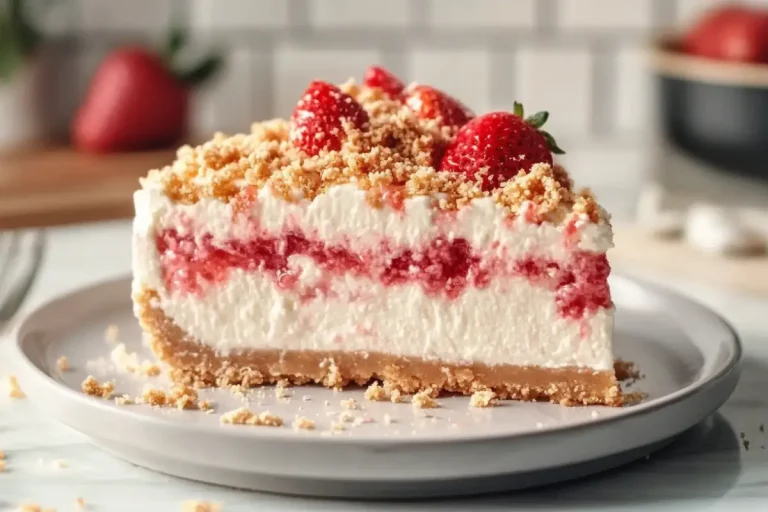 no bake strawberry crunch cheesecake