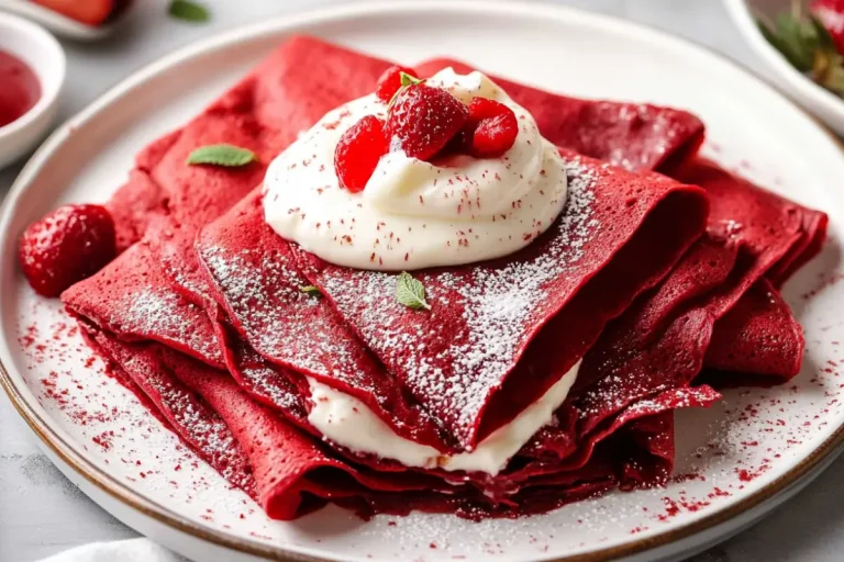 Red Velvet Crêpes with Cream Cheese Yogurt Filling