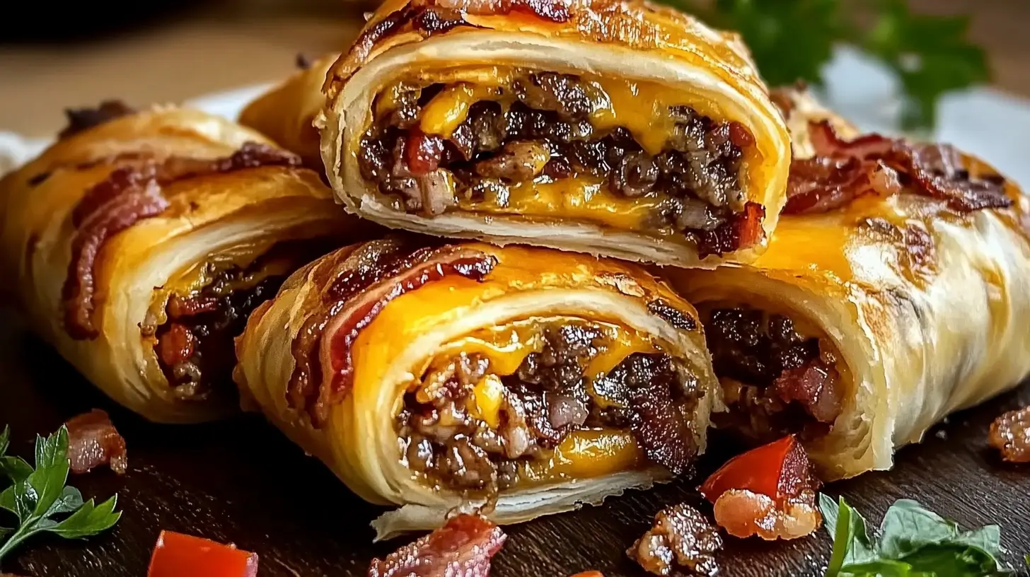 Garlic Butter Bacon Cheeseburger Rollups