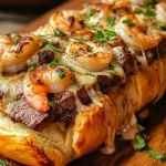 Cheesy Steak and Shrimp Stuffed Bread