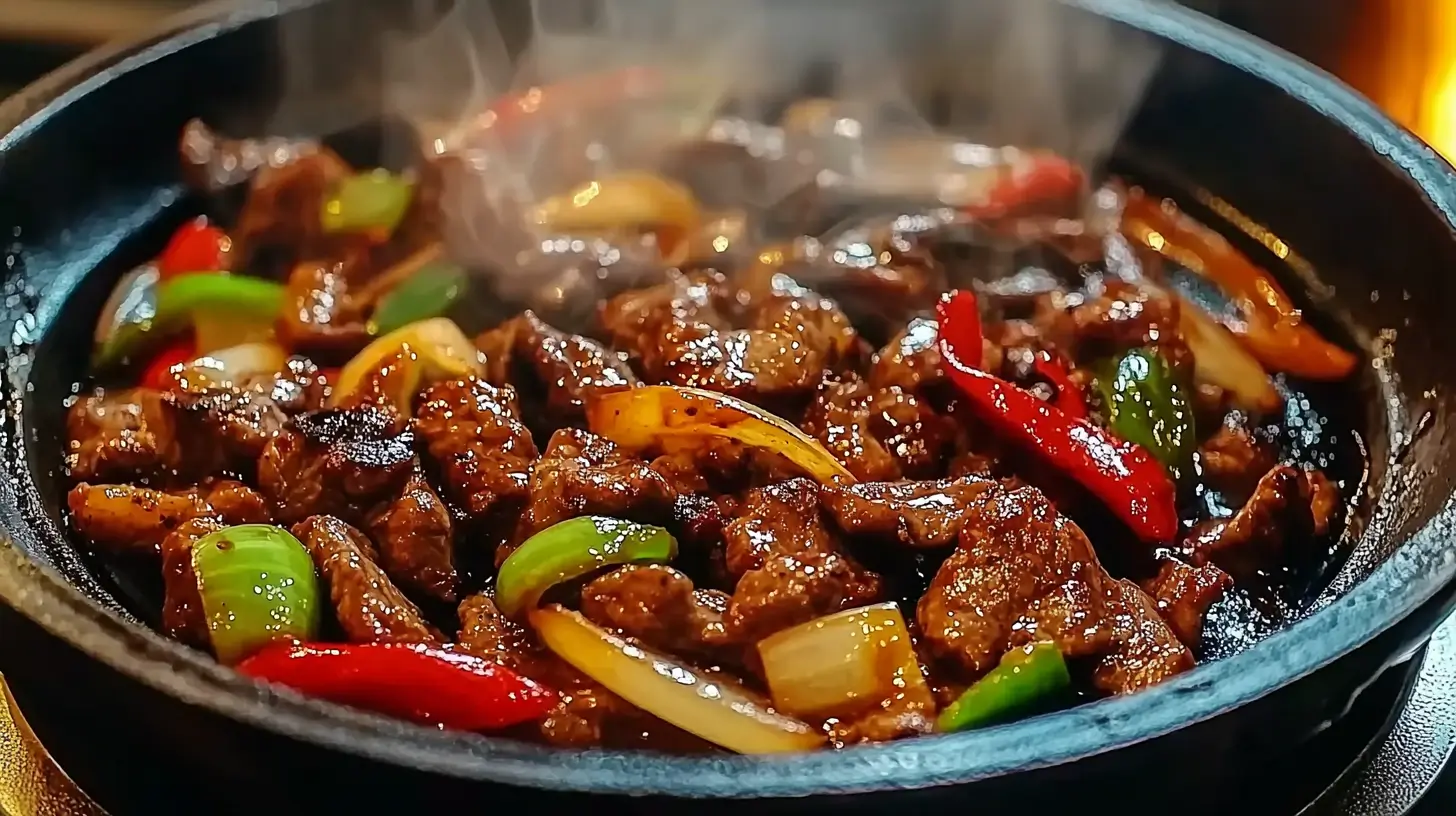 Sizzling Chinese Pepper Steak with Onions