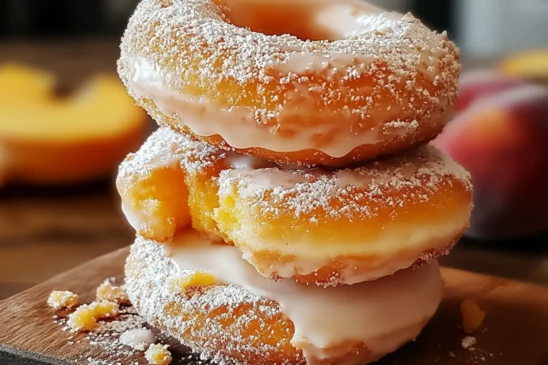 Classic Peach Cobbler Cheesecake Donuts