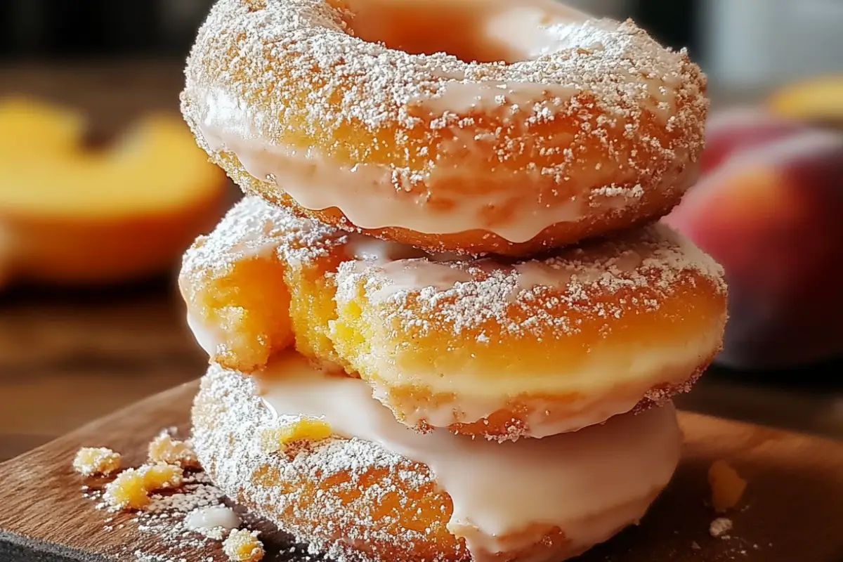 Classic Peach Cobbler Cheesecake Donuts