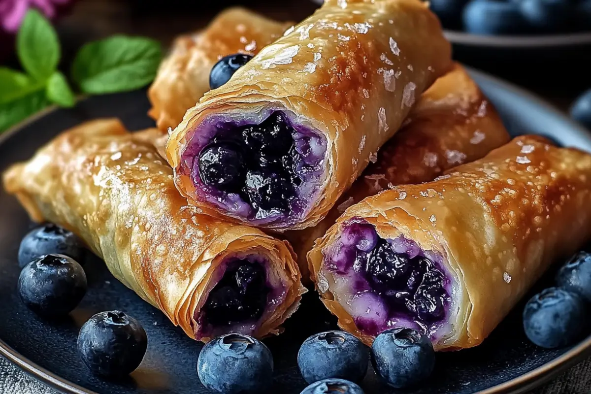 Elegant Blueberry Cream Cheese Egg Rolls Recipe
