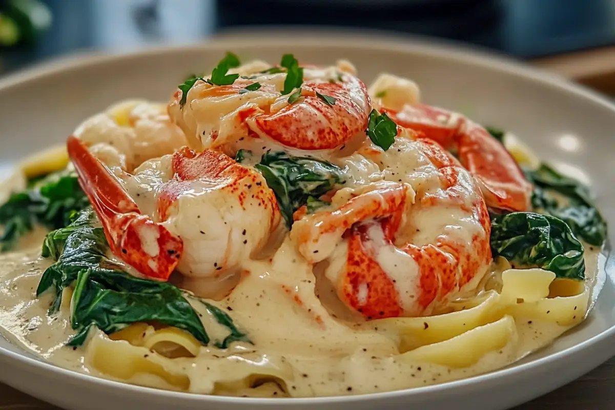 Lobster Alfredo with Spinach