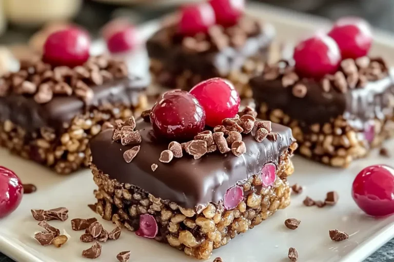 Chocolate Covered Cherry Rice Krispies Treats