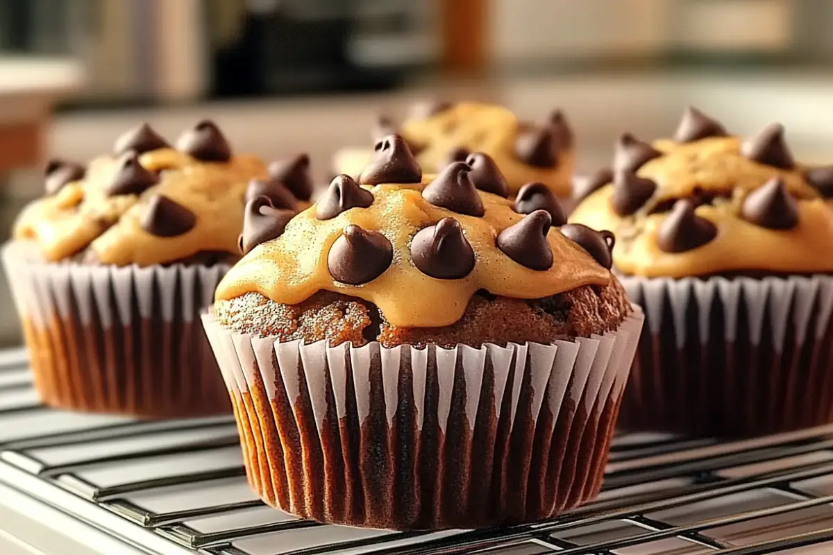 Gooey Peanut Butter Chocolate Chip Muffins
