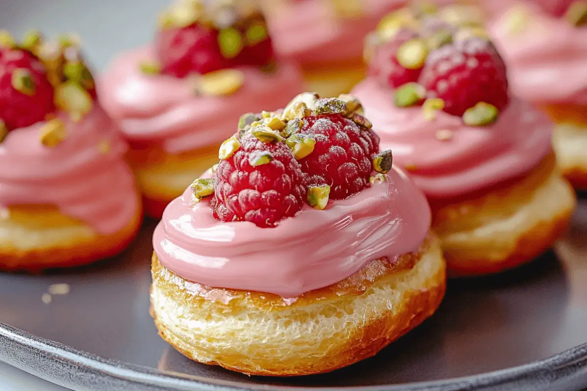 Raspberry Pistachio Éclairs