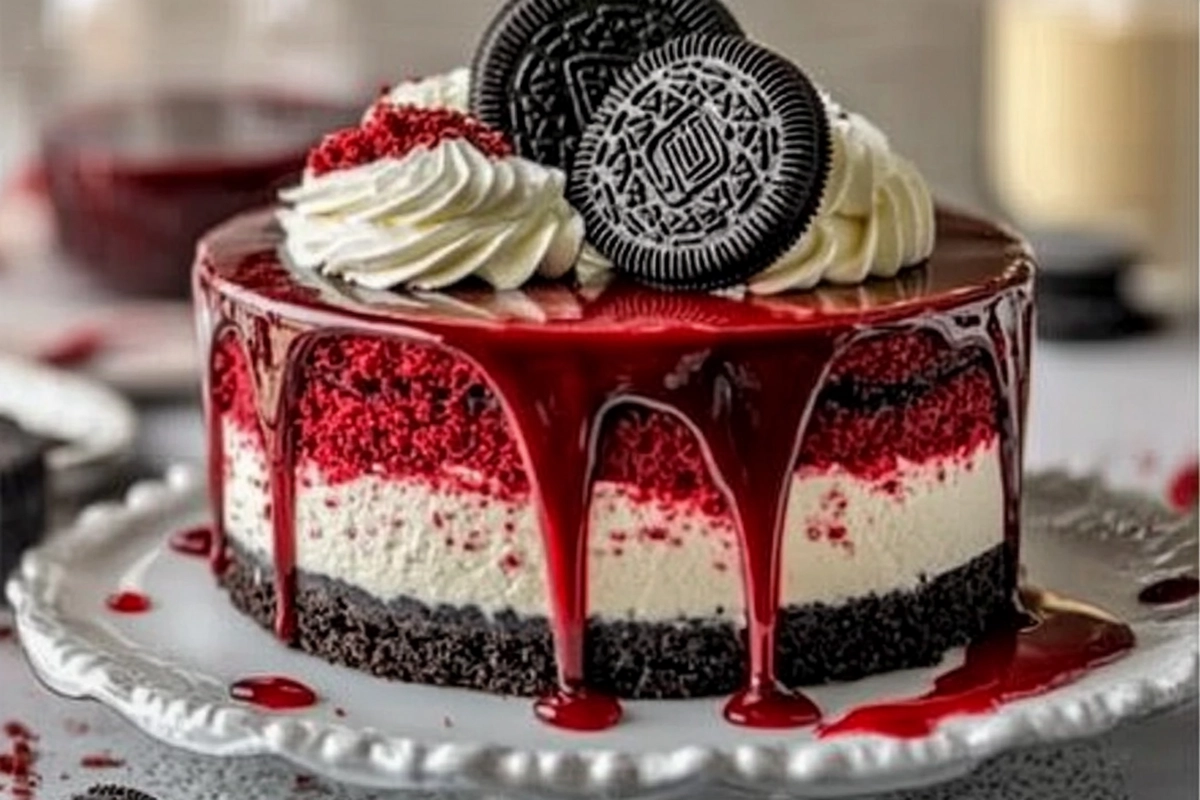 Decadent Red Velvet Oreo Cheesecake