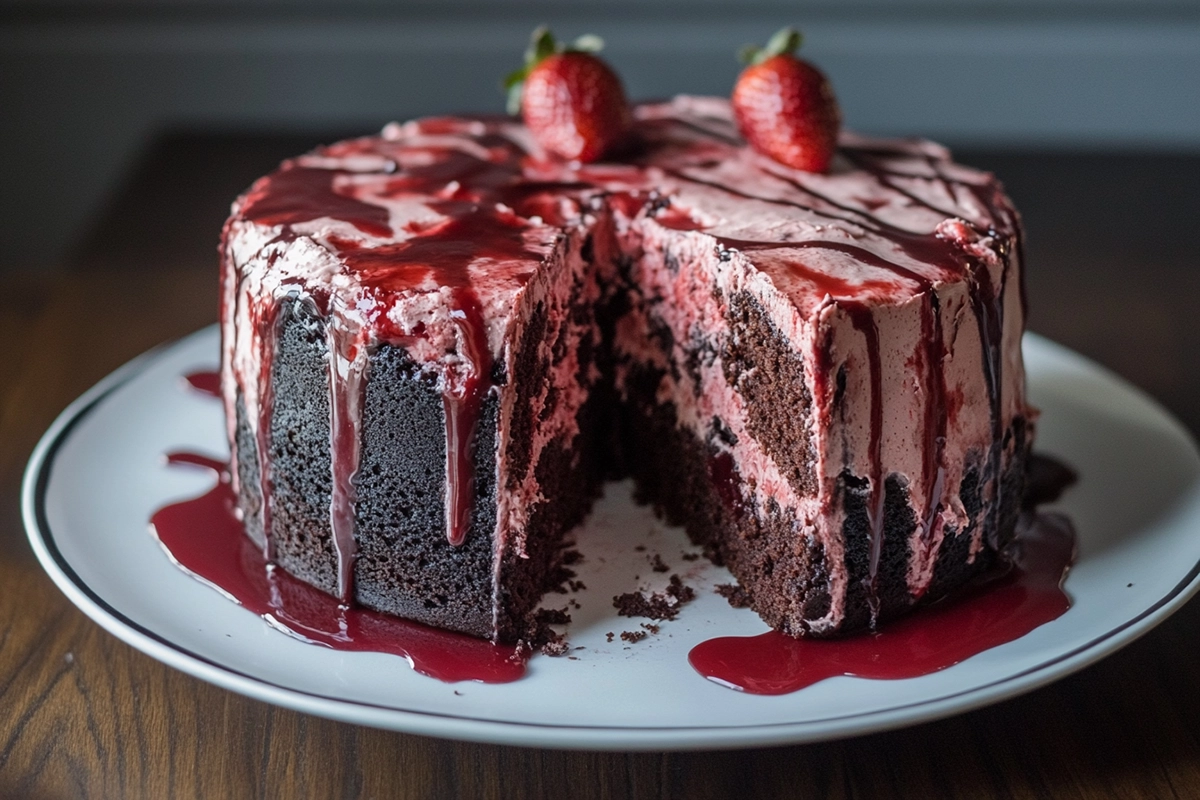 Strawberry Earthquake Cake