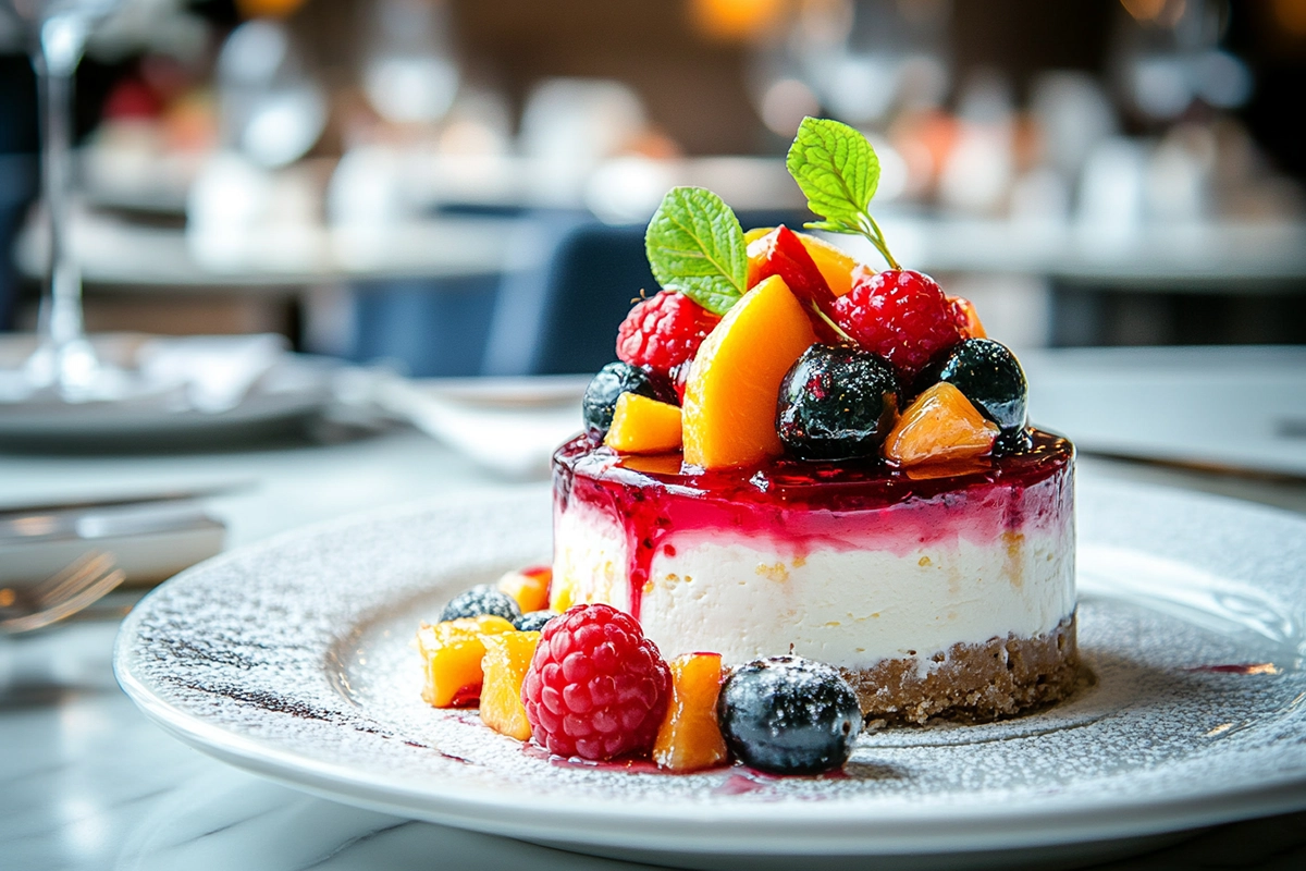 Summer Berry and Peach Cheesecake