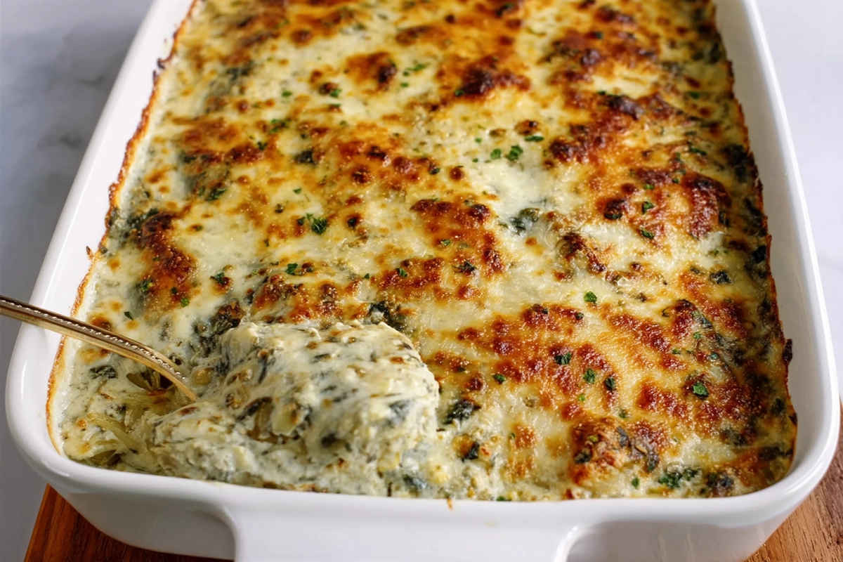 High Protein Spinach and Artichoke Chicken Casserole