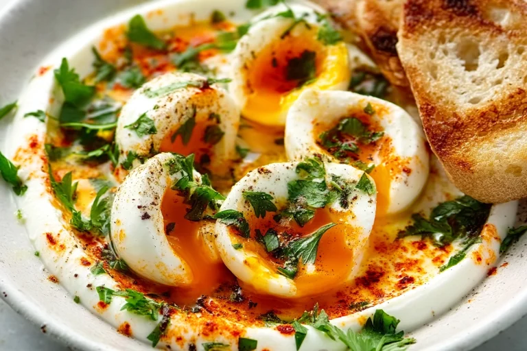 Jammy Eggs With Chili Butter And Garlic Yogurt