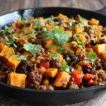 Southwest Ground Beef And Sweet Potato Skillet
