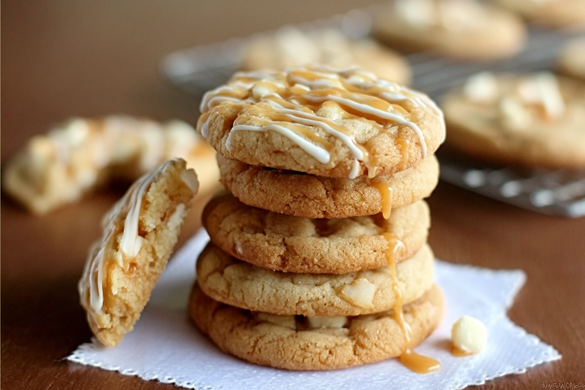 White Chocolate Caramel Drizzle Cookies Recipe