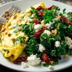 Goat Cheese Scrambled Eggs With Pesto Veggies