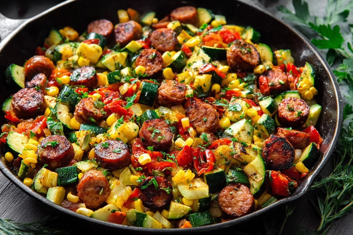 Sausage And Veggies Skille