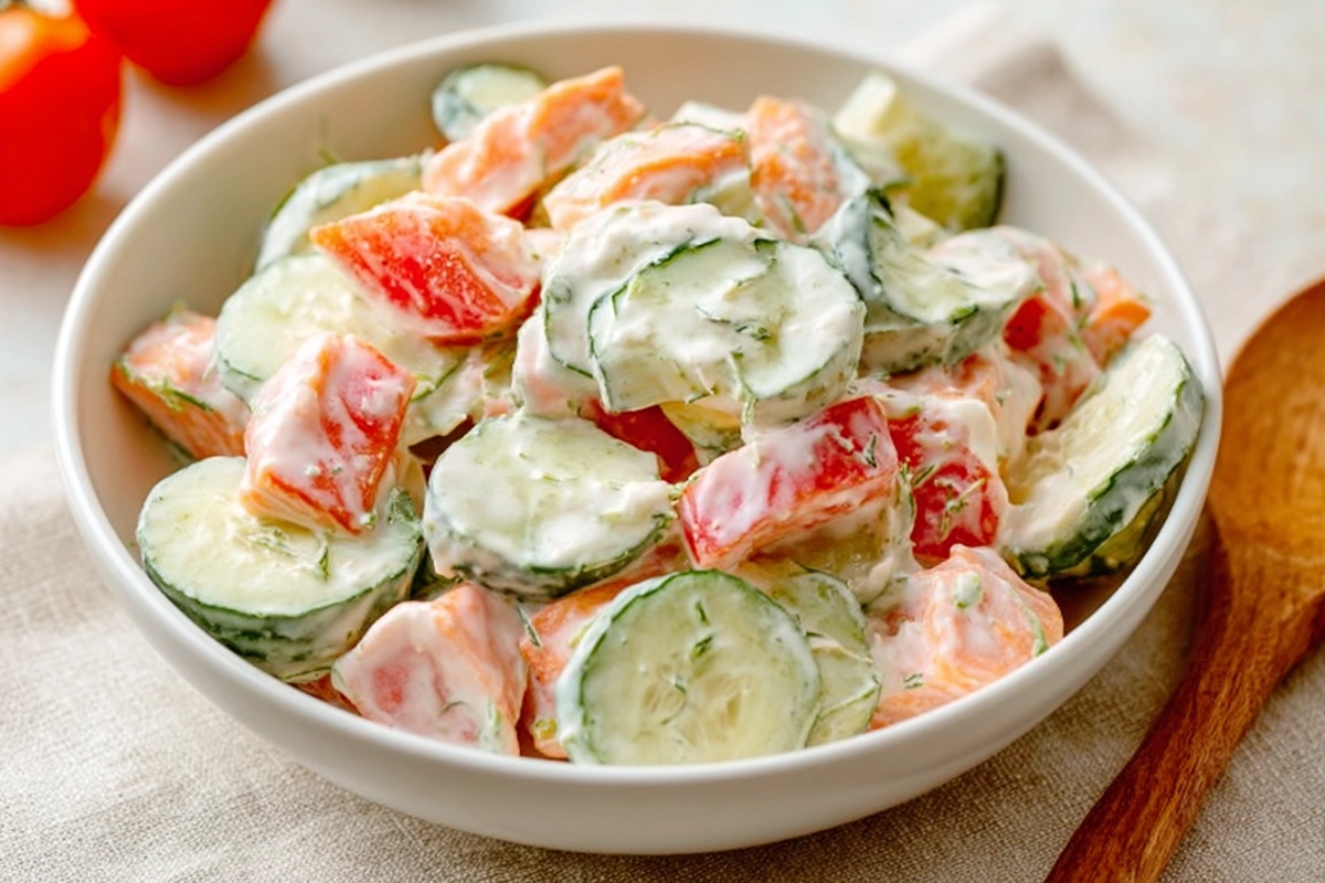 Creamy Cucumber Tomato Salad