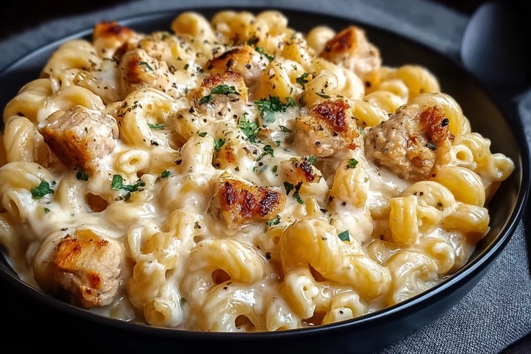 Crockpot Garlic Parmesan Chicken Pasta