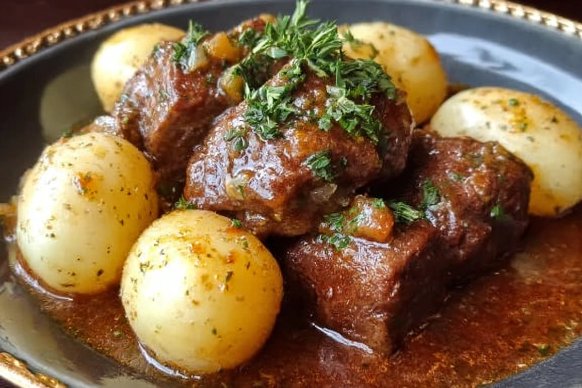 Garlic Butter Beef Bites with Potatoes