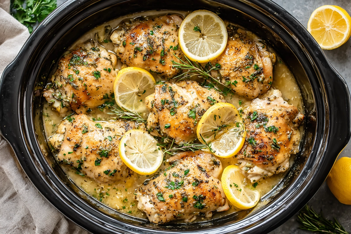 Slow Cooker Lemon Garlic Chicken: A Zesty Crockpot Dinner Full of Flavor 4 Slow Cooker Lemon Garlic Chicke
