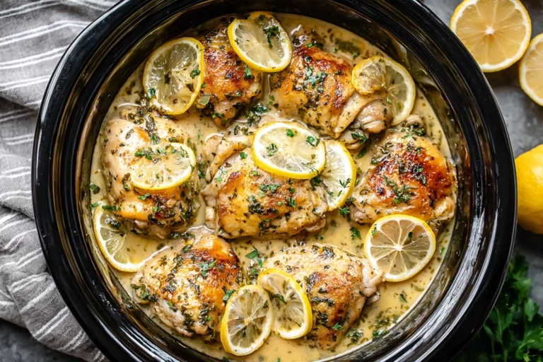 Slow Cooker Lemon Garlic Chicken