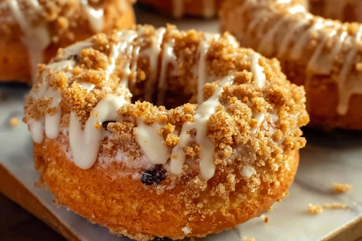 Pumpkin Glazed Donuts with Crumb Toppin