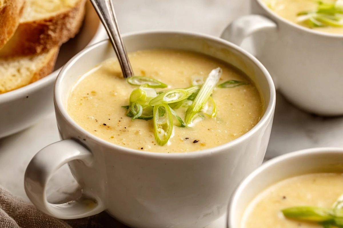 Roasted Garlic Cheddar Cauliflower Soup