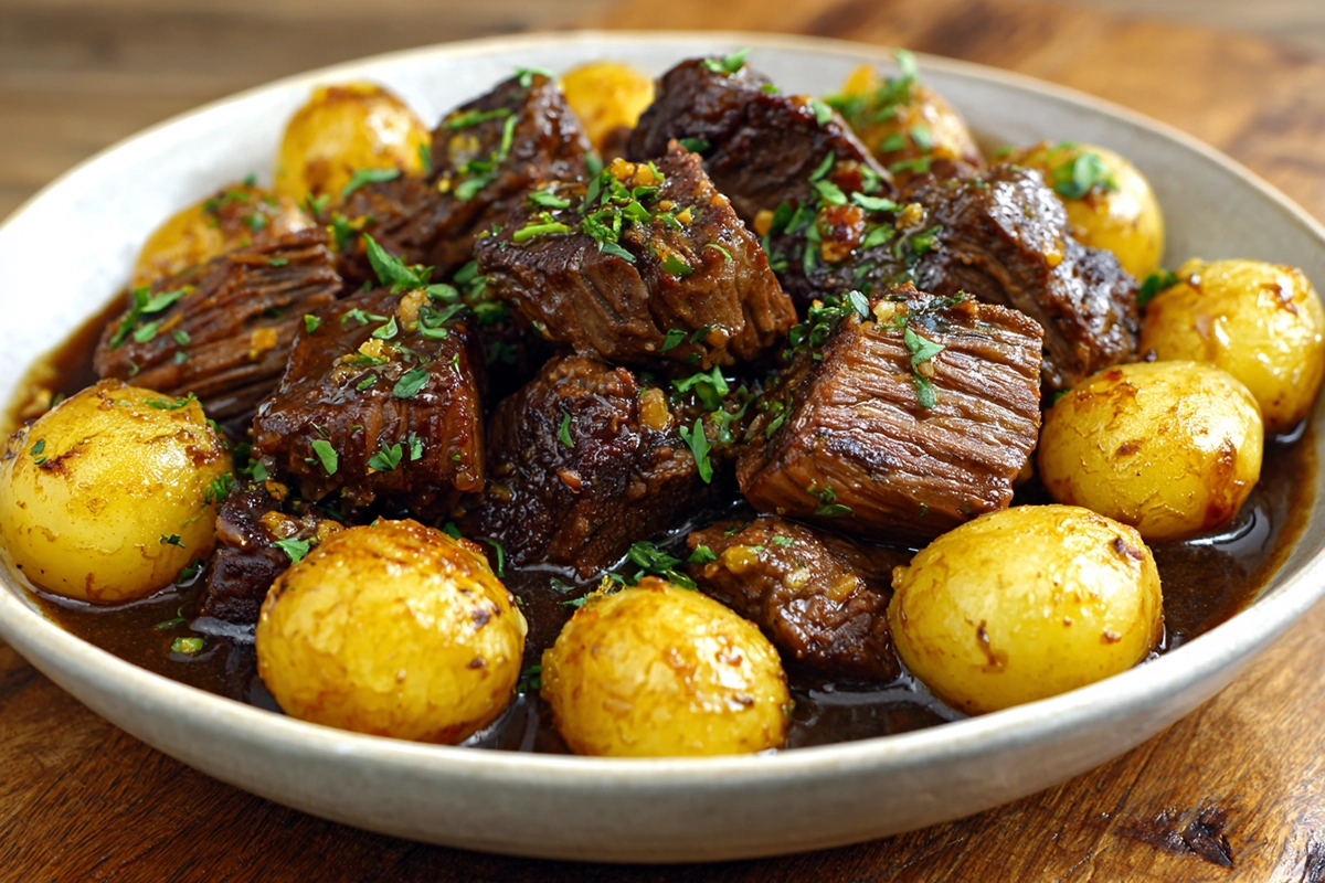 Garlic Butter Beef Bites with Potatoes