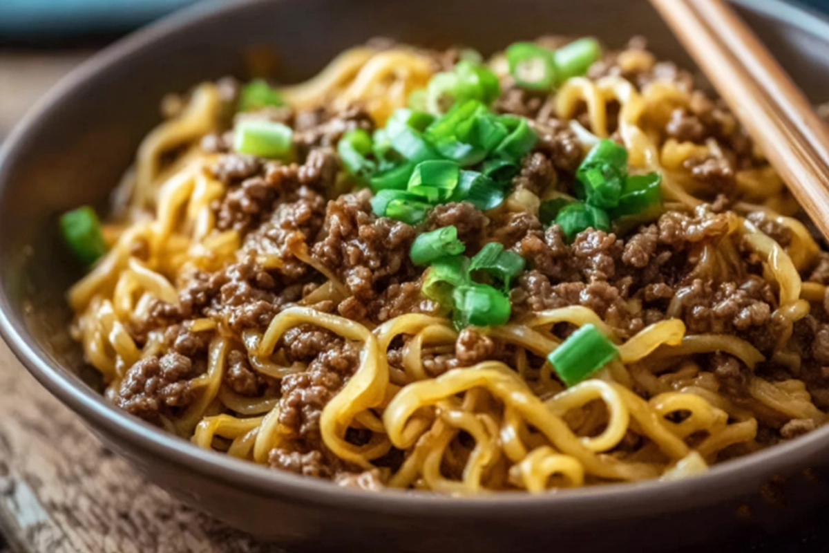 Mongolian Ground Beef Noodles Recip