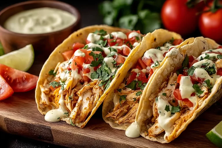 Slow Cooker Queso Chicken Tacos