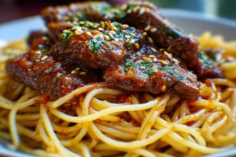 Sweet and Spicy Garlic Steak Pasta