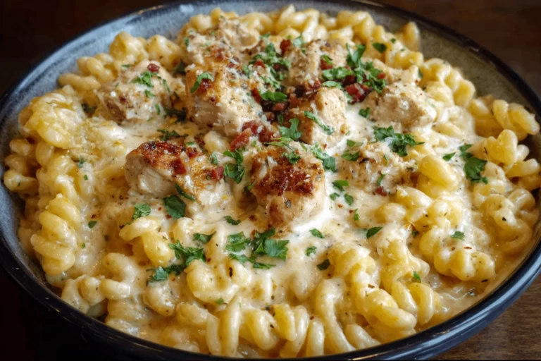 Crockpot Garlic Parmesan Chicken Pasta