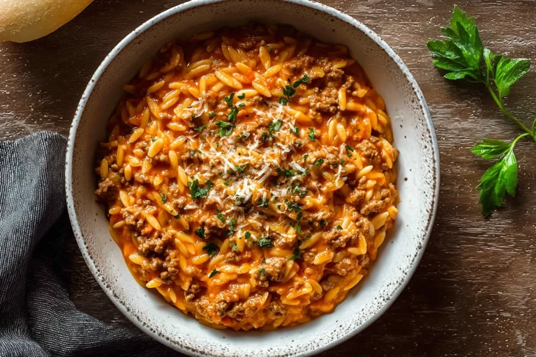 ground beef orzo