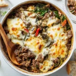 Keto Philly Cheesesteak Casserole