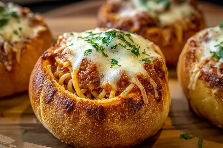 Spaghetti Garlic Bread Bowls