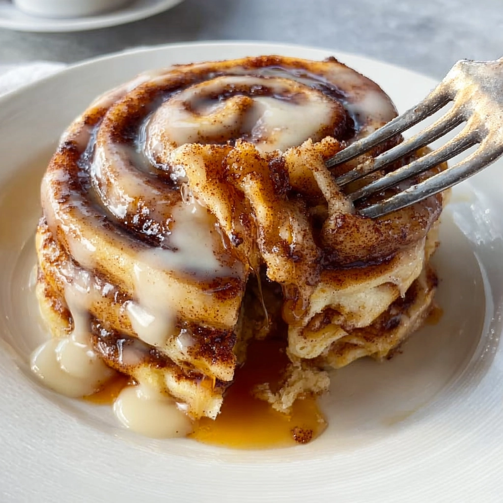 Cinnamon Roll Pancakes Breakfast Stack