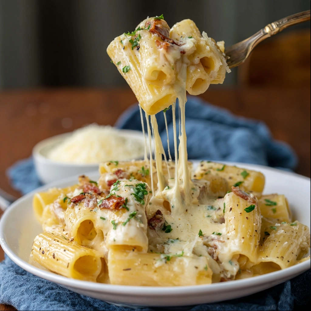 creamy pesto chicken pasta bake bubbling with cheese