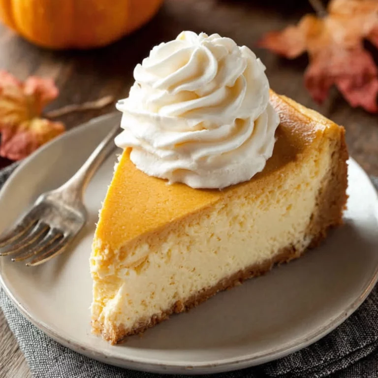 easy pumpkin pie cheesecake on rustic table